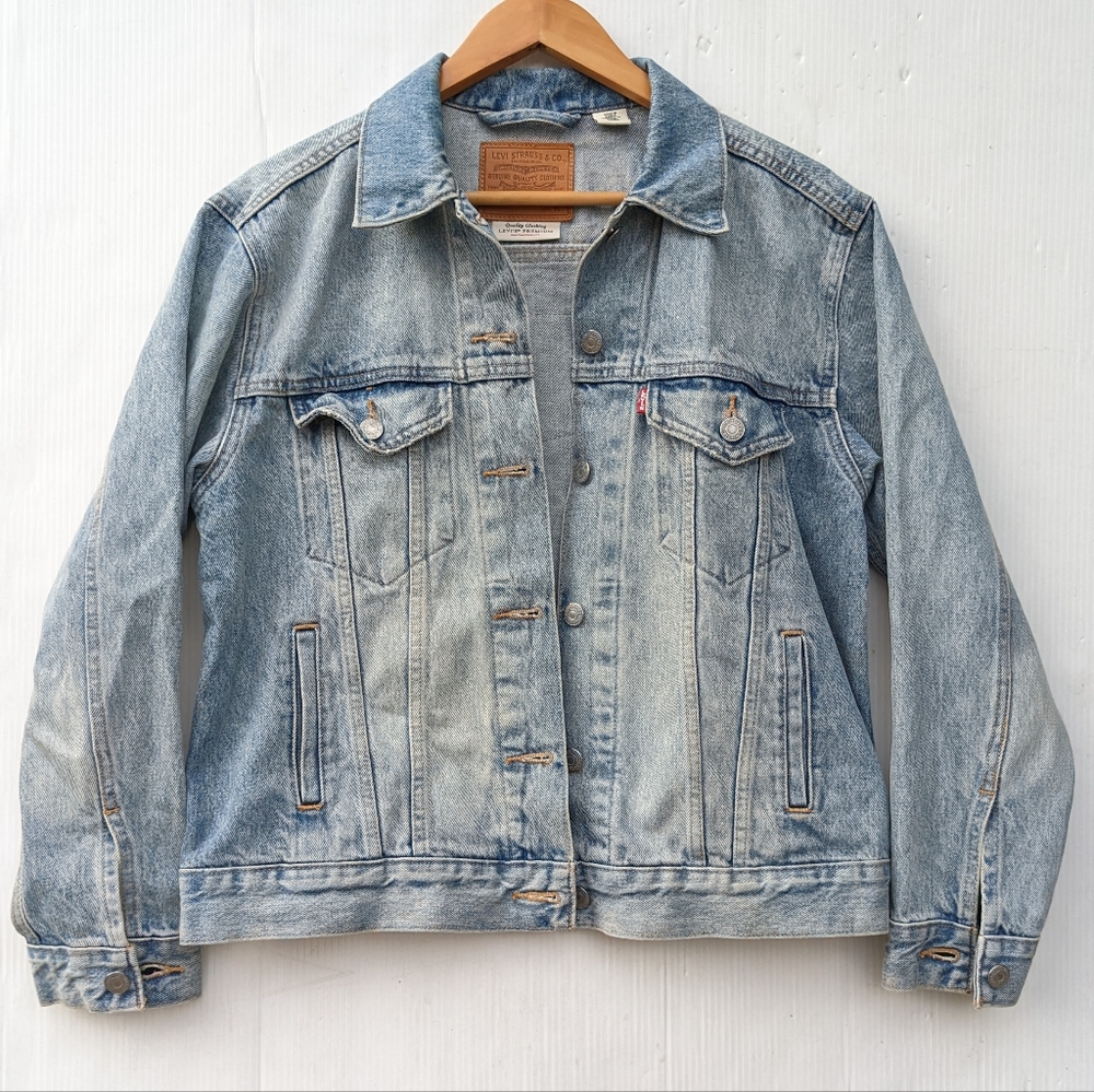 LEVI’S Ex Boyfriend Denim Logo Trucker Jacket - Picture 4 of 12